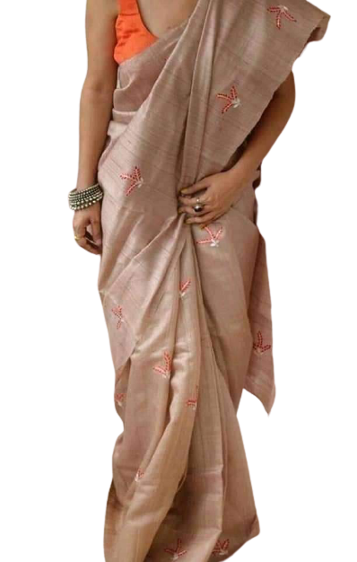Tussar silk embroidery saree SILK ZONE