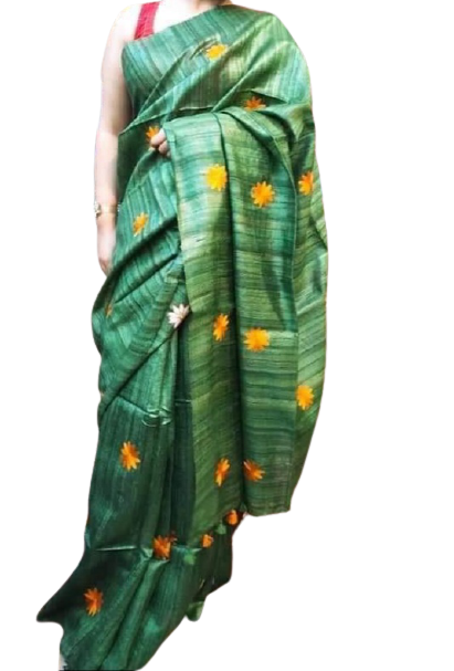 Tussar silk embroidery saree SILK ZONE