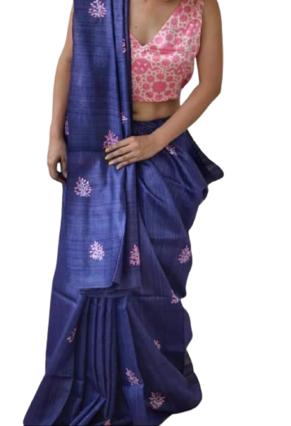 Tussar silk embroidery saree SILK ZONE