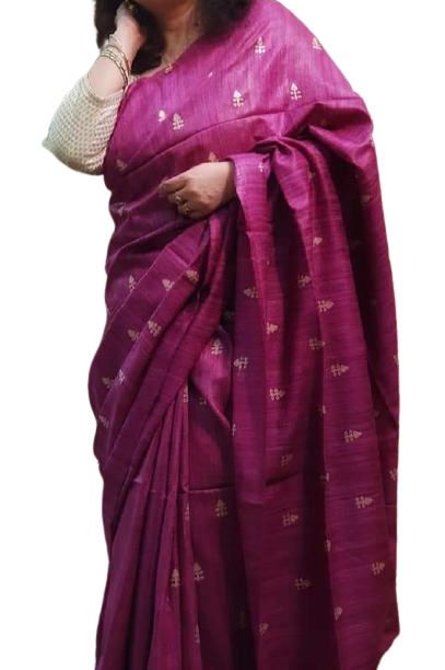Tussar silk embroidery saree SILK ZONE