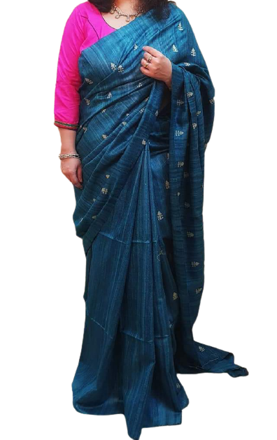 Tussar silk embroidery saree SILK ZONE