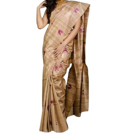 Tussar silk embroidery saree Silk ZONE