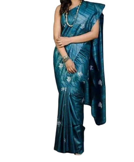 Tussar silk embroidery saree SILK ZONE