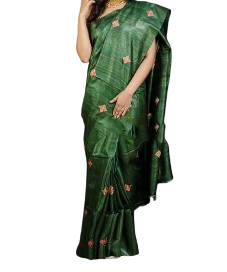 Tussar silk embroidery saree SILK ZONE