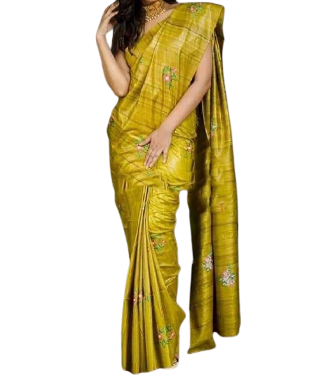 Tussar silk embroidery saree SILK ZONE