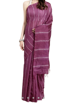 Semi tussar munga silk stripe saree