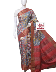Pure Tussar Silk print saree