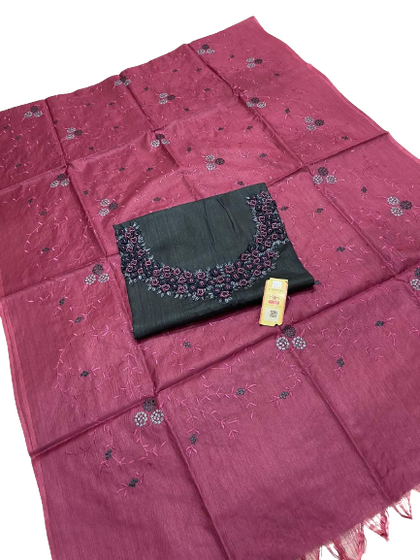 Tussar silk handwork embroidery suit
