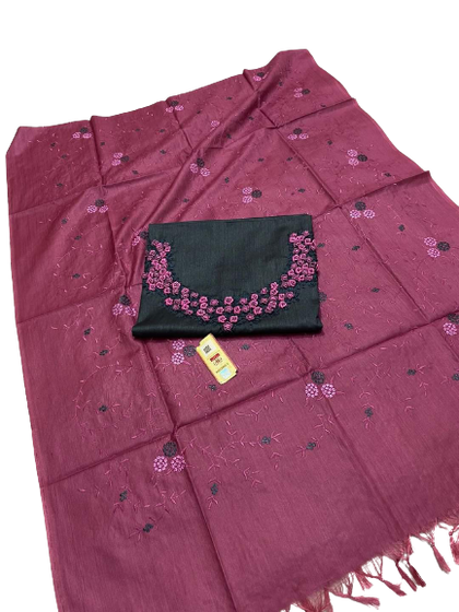 Tussar silk handwork embroidery suit