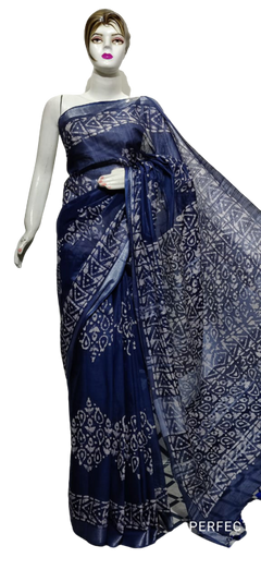 Cotton linen batik print saree