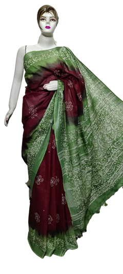 Cotton linen batik print saree