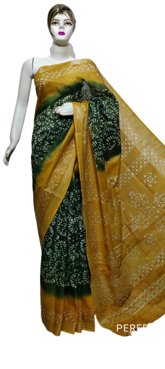 Cotton linen batik print Saree