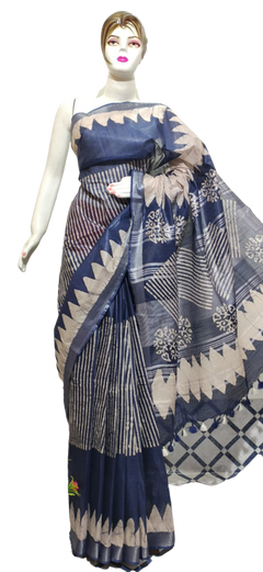 Cotton linen batik print saree