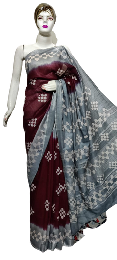 Cotton linen batik print saree