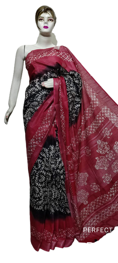 Cotton linen batik print saree