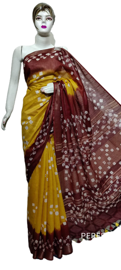 Cotton linen batik print saree