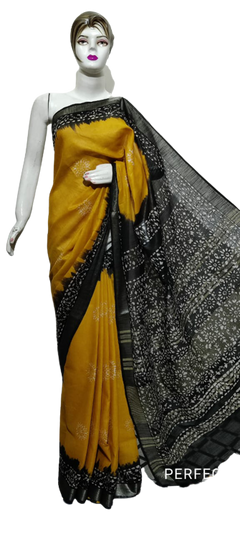 Cotton linen batik print saree