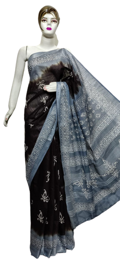 Cotton linen batik print saree