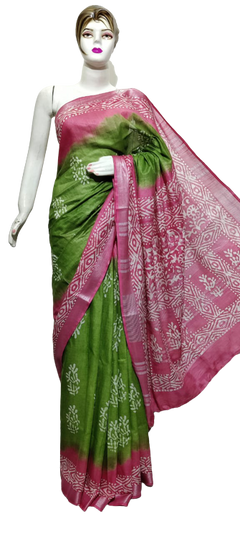 Cotton linen batik print saree