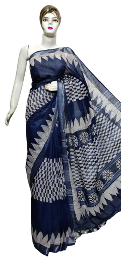Cotton linen batik print saree