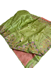 Tussar silk hand embroidery saree SILK ZONE