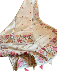 Tussar silk hand embroidery saree