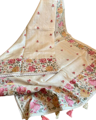 Tussar silk hand embroidery saree SILK ZONE