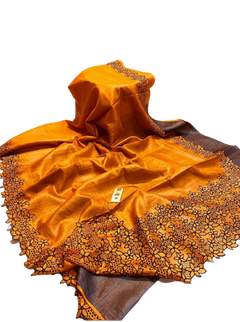 Tussar silk hand embroidery saree