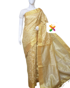 Pure Linen Tissue Saree With Embroidery