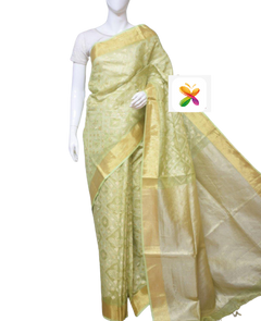 Pure Linen Tissue Saree With Embroidery