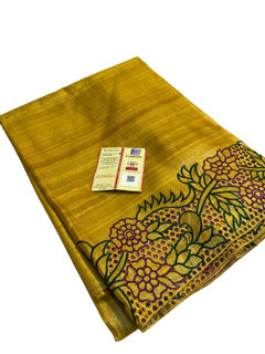 Pure tussar cutwork design embroidery silk saree