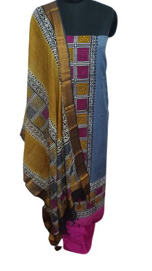 Semi-Tussar printed suit