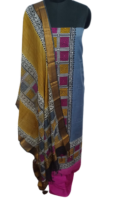 Semi-Tussar printed suit