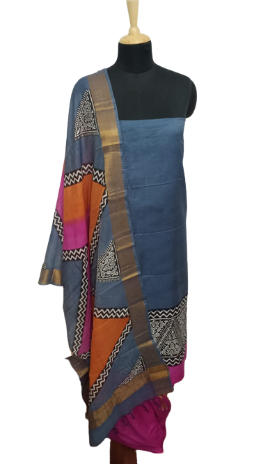Semi-Tussar Print suit