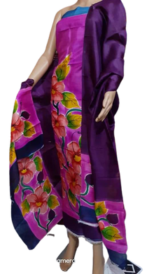 Tussar silk hand print suit