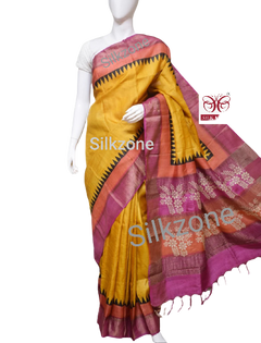 Tussar silk print saree