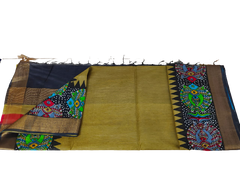 Semi-Tussar printed silk saree