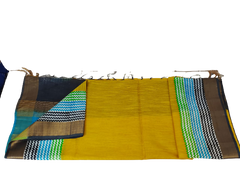 Semi-Tussar hand print silk saree
