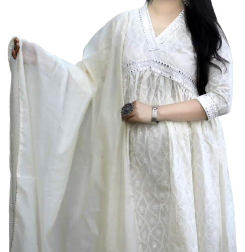 Pure cotton chikankari suit