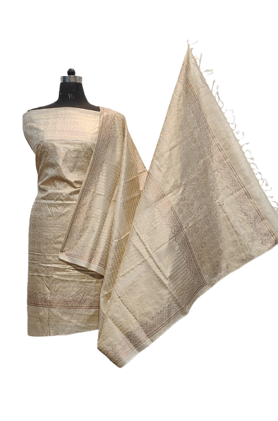 Pure tussar khadi print suit