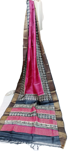 Tussar handblock print saree