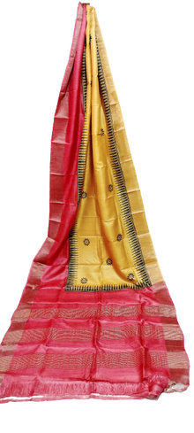 Tusssr handblock print saree