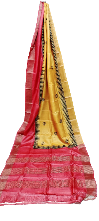 Tusssr handblock print saree
