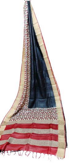 Tussar handblock print saree