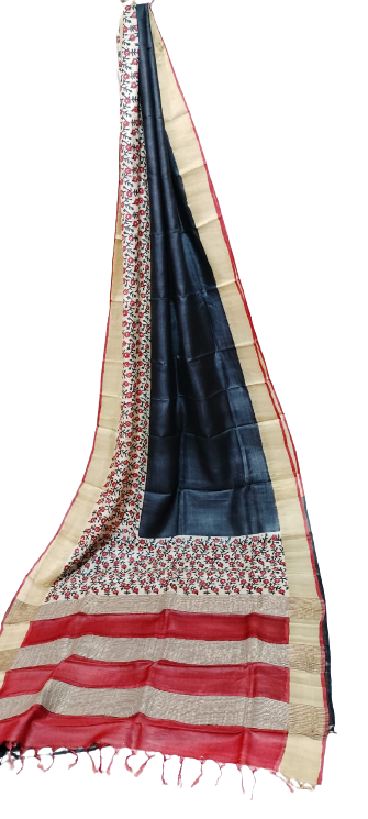 Tussar handblock print saree