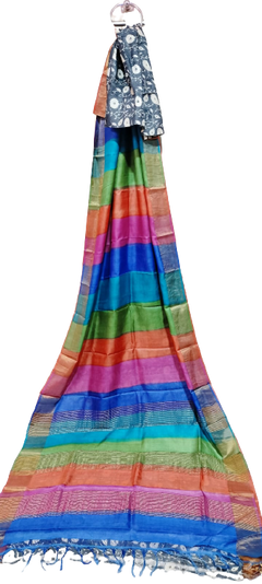 Tussar silk handblock print saree