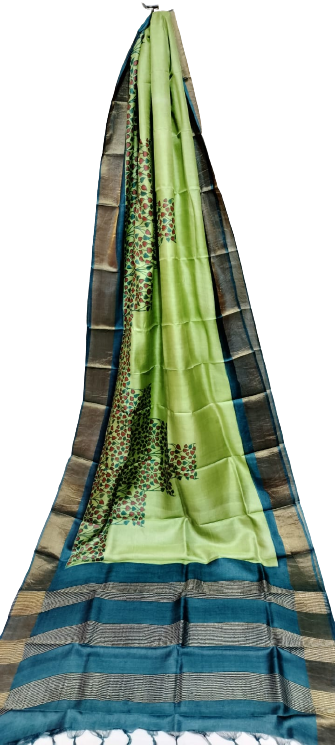 Tussar handblock print saree