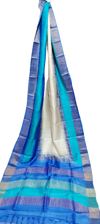 Tussar handblock print saree
