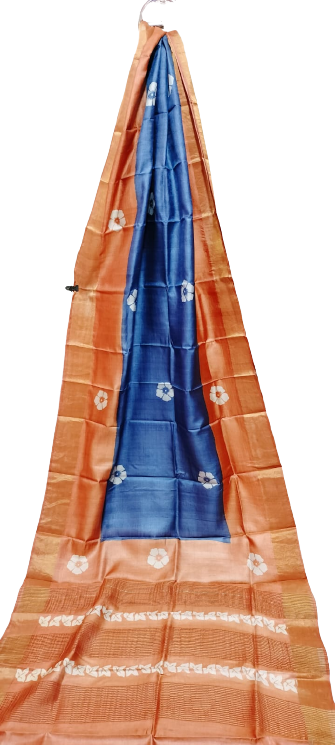Tussar hand block print saree
