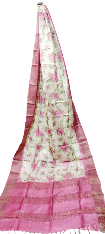 Tussar handblock print saree